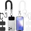 HOTEMIA Phone Tether Lanyard Anti-Drop Outdoor Strap with Carabiner for Skiing, Hiking, Cycling, Fishing, Climbing - Fit iPhone and Most Cell Phones (Black+White)
