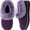 EverFoams Women's Bootie Slippers Warm Soft Comfy Memory Foam Non-slip Indoor House Shoes with Fluffy Collar (8, Purple)