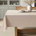 MIULEE Natural Beige Rectangle Linen Polyester Tablecloth 60x84 Inch Spring Table Cloth Waterproof,Stain Resistant for Dining Party Wedding