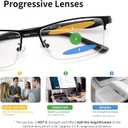 FEISEDY Blue Light Blocking Photochromic Multifocal Progressive Reading Glasses Vintage Half Frame UV400 Protection B1388