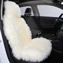 OKAYDA Genuine Australia Sheepskin Seat Cover Fluffy Fur Seat Cover for Cars, Trucks, SUV or Vans (White)