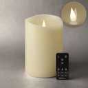 Softflame Flameless Candle - 5" x 7.5" Ivory - Flickering Moving Flame Pillar Candle, Includes Remote Control - Real Wax - 2 x C Battery Operated - Not Included