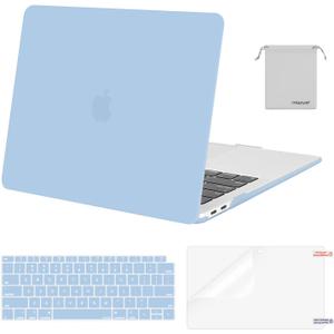 MOSISO Compatible with MacBook Air 13 inch Case M1 Chip 2021-2018 Release A2337 A2179 A1932, Plastic Hard Shell & Keyboard Cover & Screen Film & Storage Bag for MacBook Air 13.3 inch Case, Airy Blue