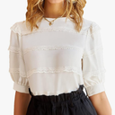 GRACE KARIN Women's Work Business Blouse Casual Puff Short Sleeve Shirts Lace Tops Loose Fit , Size XL
