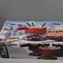 Artestia Cast Iron Fondue Pot Set for Cheese & Chocolate, Fondue Set for 6 with Burner & 6 Forks, Swiss Fondue Pot for Party, Family & Gift, Blue