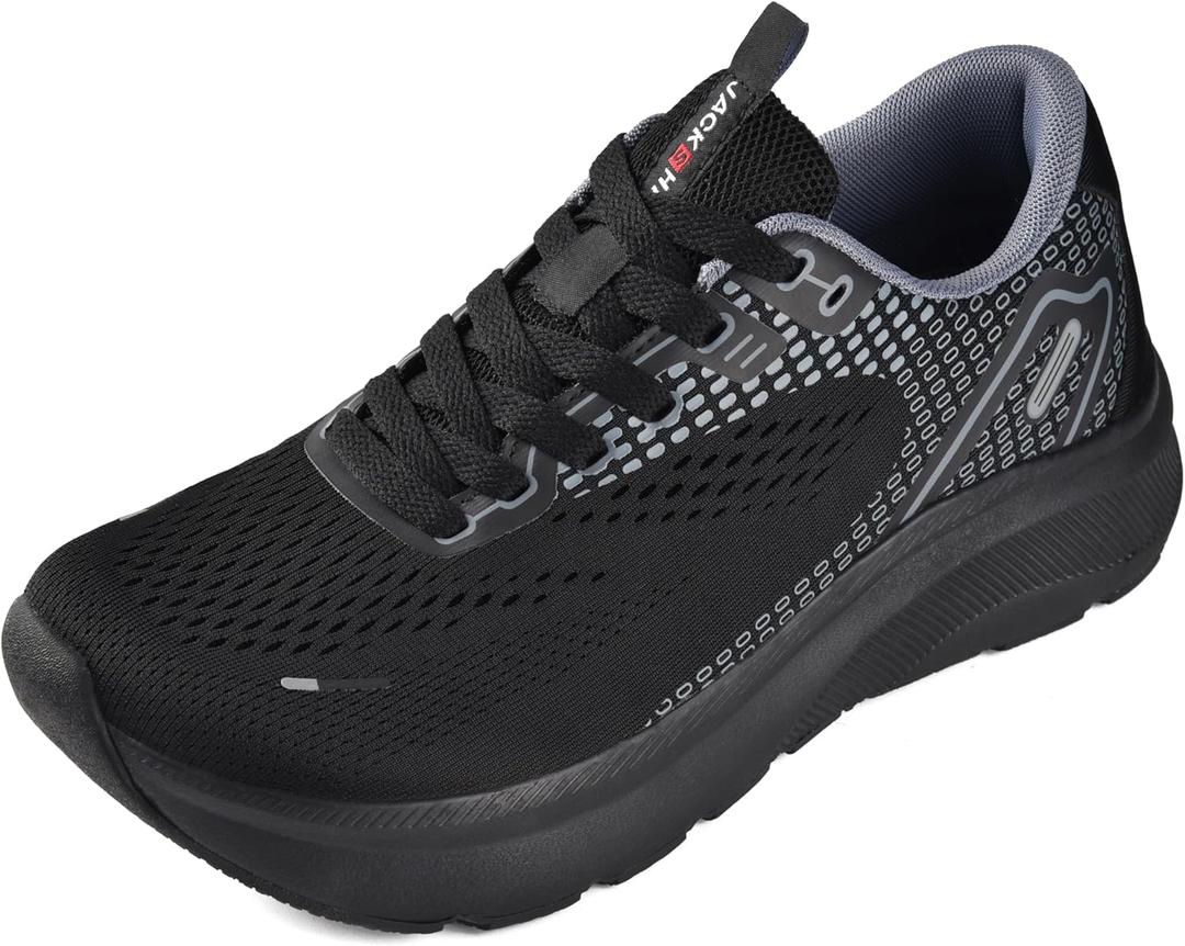 JACKSHIBO Wide Toe Box Shoes for Men Arch Support Shoes Wide Width Sneakers for Running Walking Athletic Tennis Orthopedic Plantar Fasciitis Workout with Thick Cushioned Zero Drop Sole