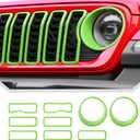 Grill Inserts for 2024 2025+ Jeep Wrangler JL Grille Cover & Headlight Cover Trim Accessories (Green)