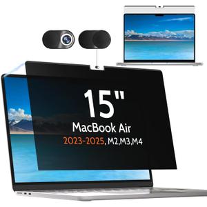 Privacy Screen for MacBook Air 15 Inch 2023-2025 (M2 M3 M4 Chip), Magnetic Removable Anti Glare Blue Light Filter Protector