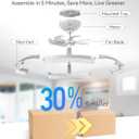 addlon Ceiling Fans with Lights and Remote, 20'' Low Profile Ceiling Fans, 3000-6000K Dimmable Modern Flush Mount LED Fan Light, Fandelier Ceiling Fan for Bedroom, Kitchen, Living Room, White
