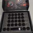 Orion Motor Tech M14x1.5 Lug Nuts Black with Spline Tuner, 2 inches Length Conical Wheel Nut, Compatible with Chevy GMC Ford Cadillac Lincoln SAAB Saturn Silverado 1500 Savana, Set of 24