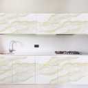 Anmon Marble Contact Paper Peel and Stick Wallpaper,Thickened Self Adhesive Waterproof Vinyl Film Faux Granite Roll Removable for Countertop Kitchen Bathroom Cabinet 11.8" x 78.7" (White & Gold)