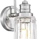 Brushed Nickel Wall Sconce, HWH Modern Sconce Wall Lighting Vanity Sconce Lights for Bathroom, 1-Light Wall Sconce with Bell-Shaped Fluted Glass, 5HZG106B BN