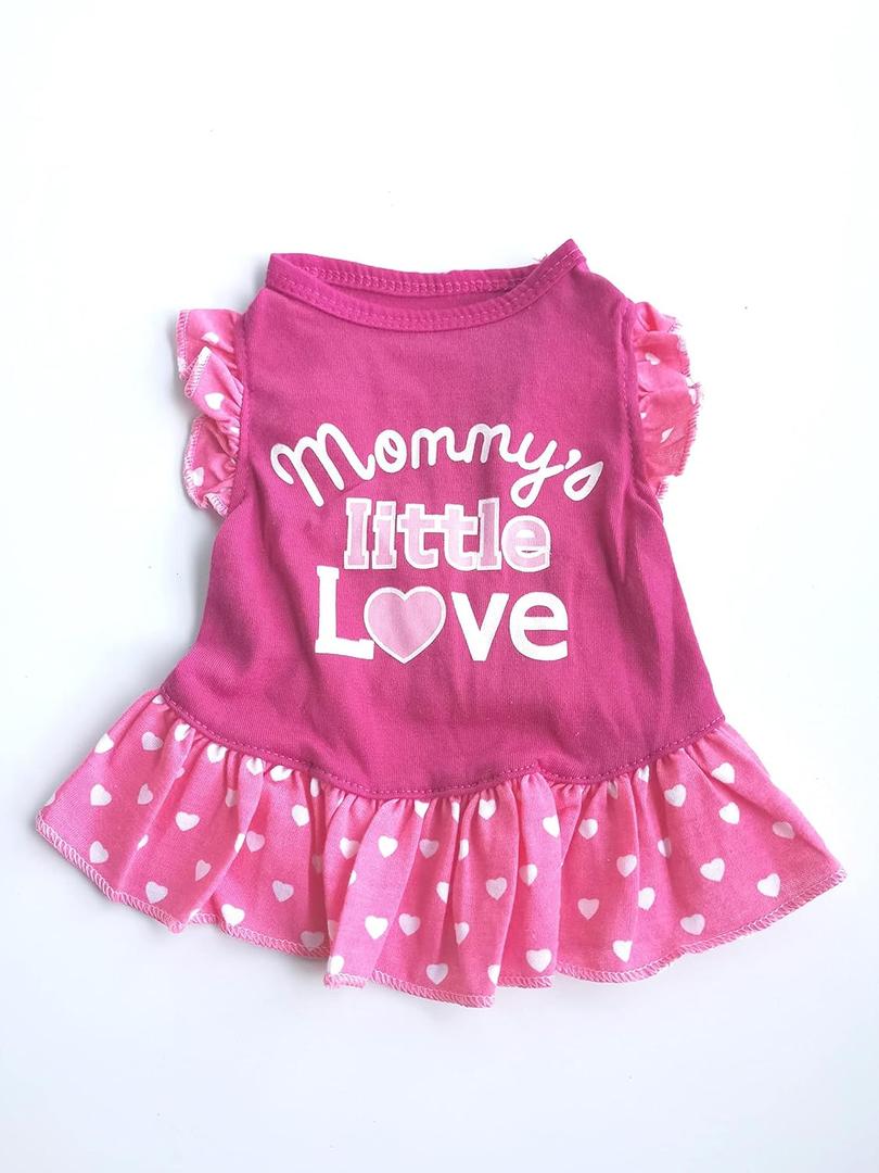 YOHOU Dog 1 Piece Tee Shirts Pet Princess T-Shirt Dress Clothes for Small Dog and Cats (Medium, T-Shirt Dress-Magenta)