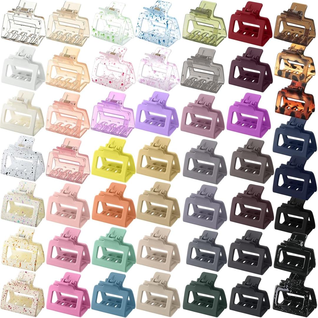 50 Pcs Claw Hair Clips Bulk 2'' Medium Square Matte Nonslip Claw Clips for Women Hair Styling Accessories for Women Gift Wife Mother (Bright Color) (Bright Color)