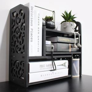 YGYQZ Small Bookshelf for Desktop Storage, Mini Cute Office Desk Shelves White Versatility Organizers for Women, Kids, Black Cloud 
