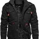 TACVASEN Men's Winter Jacket Cotton Military Jackets Fleece Lined Thick Work Warm Cargo Coats with Hooded.2XL
