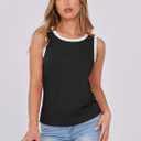 ANRABESS Tank Tops for Women 2025 Summer Casual Crew Neck Color Block Basic Sleeveless T Shirt Fashion Teen Girls Outfits (Black, S)