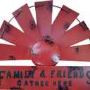 Fleecy day Farmhouse Windmill Wall Decor, Rustic Metal Kitchen Wall Decorative, Iron Art Hanging Wall Decoration, Country Home Decor Sculpture Art for Kitchen, Living Room, Bedroom, (Semicircle, Red) (16"L x 12.6"W)