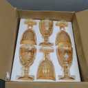 Vintage Wine Glasses Set of 6, 10 Ounces Colored Glass Water Goblets, Unique Embossed Pattern High Clear Stemmed Glassware Wedding Party Bar Glass Drinking Cups Floral Amber