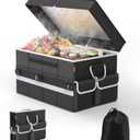 Cooler Bag – Soft Travel Cooler Holds 45 Cans, Stays Cold for 8H & Warm for 7H – Portable Car Trunk Organizer for Camping, Beach, Picnic-Black, X-Large