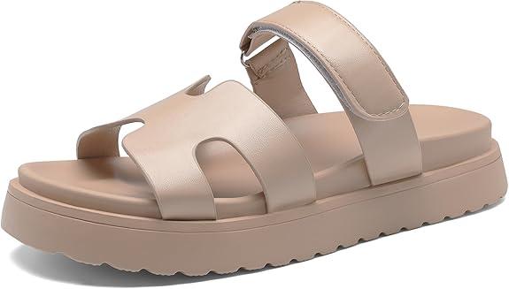 Women's Thick Platform Slide Sandals anti-slip Sole Open Toe Strap Summer Flats Shoes Size 40