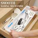 2 Pack Deep Drawer Organizer Bins, Adjustable Sliding Drawer Organizer Bin Expandable Tray for Kitchen Utensils, BBQ Tools, Towels, Durable Plastic Sliding for Easy Storage (17" to 27”)