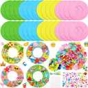 32 Sets Summer Hawaii Crafts Kits DIY Felt Wreath Making Kits Tropical Beach Crafts with Flamingo Palm Pineapple Watermelon Surfboard Stickers for Party Decorations Home