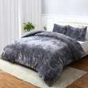 CAROMIO Velvet Duvet Cover Bedding Set Queen Size, Luxury Ultra Soft Velvet Comforter Cover 3 Pieces (1 Duvet Cover + 2 Pillow Shams, Grey)