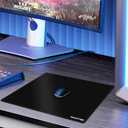 Glass Mousepad with Hard Surface for Gaming, Ultra Smooth Mouse Mat, Water-Resistant Large Mouse Pad Precision Speed Control for Esport Games/Office, Black XL(15.719.6)