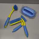 Scrub Brush Set for Bathroom Kitchen Bathtub Toilet Deep Cleaning Brush Tools All Purpose Cleaner Sponge Scrubbing Brushes with Ergonomic Handle, 4-Piece