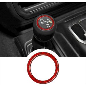 RUIANTE Compatible with Carbon Fiber 4WD Gear Shifter Decoration Ring Sticker Interior Accessories for Jeep Wrangler JL JLU 4XE Rubicon Gladiator JT 2018 2019 2020 2021 2022 2023 2024 2025(1Pcs Red)