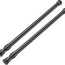MEXAU Black Tension Curtain Rod 16.5-28 inch Spring Tension Rod Adjustable Spring Rod Extendable Tension Rod for Kitchen, Bathroom, Window, Bookshelf