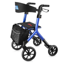 WALK MATE Rollator Walker for Seniors Taller 5.3~7ft with Height-Adjustable Seat, 10 Inch Wheels Wire-Hidden Walkers Compact Folding Design Lightweight Mobility Walking Aid Widen Backrest, Blue