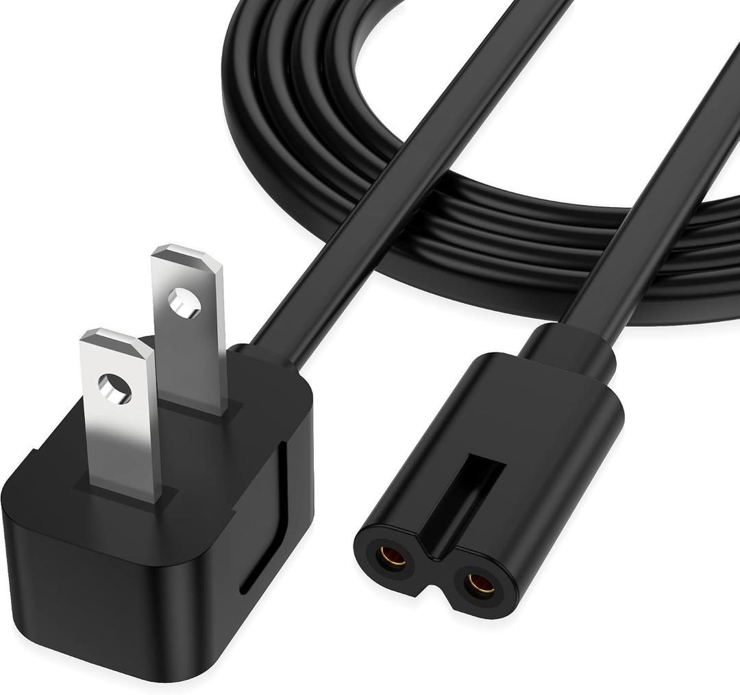 AGVEE 5ft 90 Degree Power Cord for Sony PS5/PS3 Slim, Xbox Series S/X, Xbox One S/X, 2 Prong C7 Universal TV Power Cable Replacement, Sleek Minimalist Design, Black