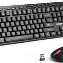 Wireless Keyboard and Mouse Combo, 5-Level Adjustable 4000 DPI Mouse, Quiet 2.4G Full Size Keyboard with 8 Additional Shortcuts, Silent Typewriter for PC, Desktop, Laptop, MacBook