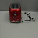 Roter Mond 2 Slice Toaster Retro Stainless Steel with Bagel, Cancel, and Defrost Functions, 6 Bread Shade Settings, Extra Wide Slots and Removable Crumb Tray, Red