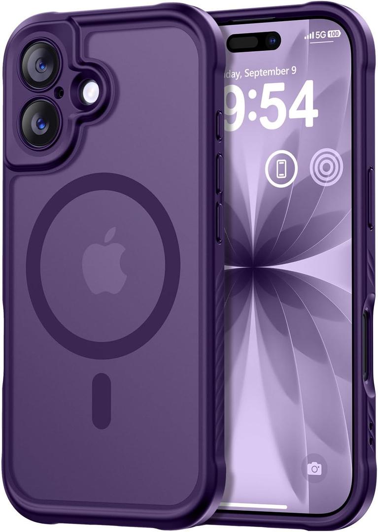 Thomo Magnetic for iPhone 17 Case, [Compatible with Magsafe] [Full Camera Protection] Translucent Matte Military Grade Shockproof with Anti-Fingerprint Phone Cover 2025, Deep Purple