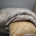 Finlonte Queen Size Comforter Set, Champagne Beige, 7 Piece Bed in a Bag for All Seasons, Luxury Vintage Floral Jacquard Damask Patchwork, Soft Bedding Sets with Bedskirt, Shams and Decor Pillows