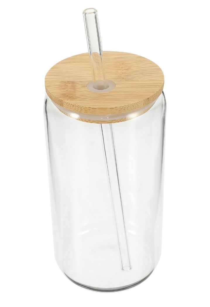 Healifty Transparent Glass Tumbler with Lid and Straw Multi Function Juice Cup Drinking Glass for Coffee Tea Milk and More for Home and Outdoor Use