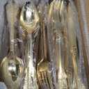 NOCCUR 180PCS Gold Plastic Cutlery Set - Gold Plastic Silverware Disposable - Includes 60 Forks, 60 Spoons, 60 Knives - Perfect for Wedding/Fall Party/Thanksgiving