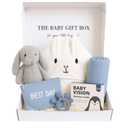 New Baby Gift Basket Set with Adorable Newborn Essentials for Baby Girl and Boy | Quality Baby Shower Gift Baskets with Soft Swaddle Blanket | Cutest Newborn Gift Set, Gift-Ready Packaging (Blue)
