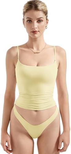 SUUKSESS Women Sexy Square Neck Tank Top Summer Y2K Going Out Basic Cami Shirt, Medium