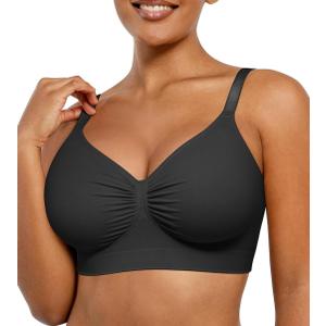 SHAPELLX Wireless Bra for Womens Lightweight Seamless High Stretch Bra Comfortable Soft Bralette Plus Size Everyday Bras Black XXL