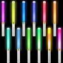 Glooglitter 12 Pcs Glow Sticks Reusable 15 Colors LED Light up Stick Bulk Glow in the Dark Party Supplies Flashing Bright Lightsticks with Aaa Battery Powered for Concert Halloween Carnival (White)