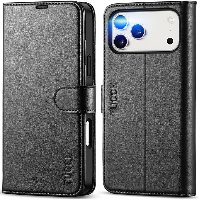 TUCCH Wallet Case for iPhone 17 Pro Max (6.9") 2025, 4 Card Slots | RFID Blocking | Stand | Shockproof TPU Shell | PU Leather | Magnetic Closure | Protective Flip Folio Cover | Black