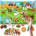 Farm Animals Felt Story Board Set, 3.5Ft 38Pcs Interactive Storytelling Busy Board Toys for 2 Year Old Boy Girl, Animal Farm Barnyard Preschool Learning Activities Toddler Toys for Ages 2-4 Gifts