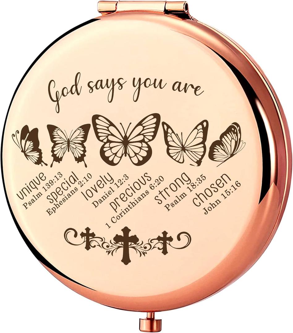 UTKHCYW Healing Gifts Compact Mirror - God Says You are, Christian Gifts for Women Mini Mirror, Butterfly Appreciation Gifts, Religious Inspire Gifts for/ Wife/ Mom/ Friends/ Grandma/ Sister