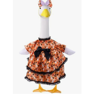 Fukaisu Halloween Goose Outfit, Pumpkins Ghosts Hats Bats with Bow Halloween Costume Porch Garden Costume Outdoor Statues Decoration for 23 in Porch Goose
