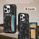 Uppuppy for iPhone 16 Pro Case with Wallet - Fits 4 Card Slots, Compatible with MagSafe for Women Aesthetic Durable Leather Credit Card Holder Kickstand Phone Cover for Apple 16 Pro, Black Butterfly