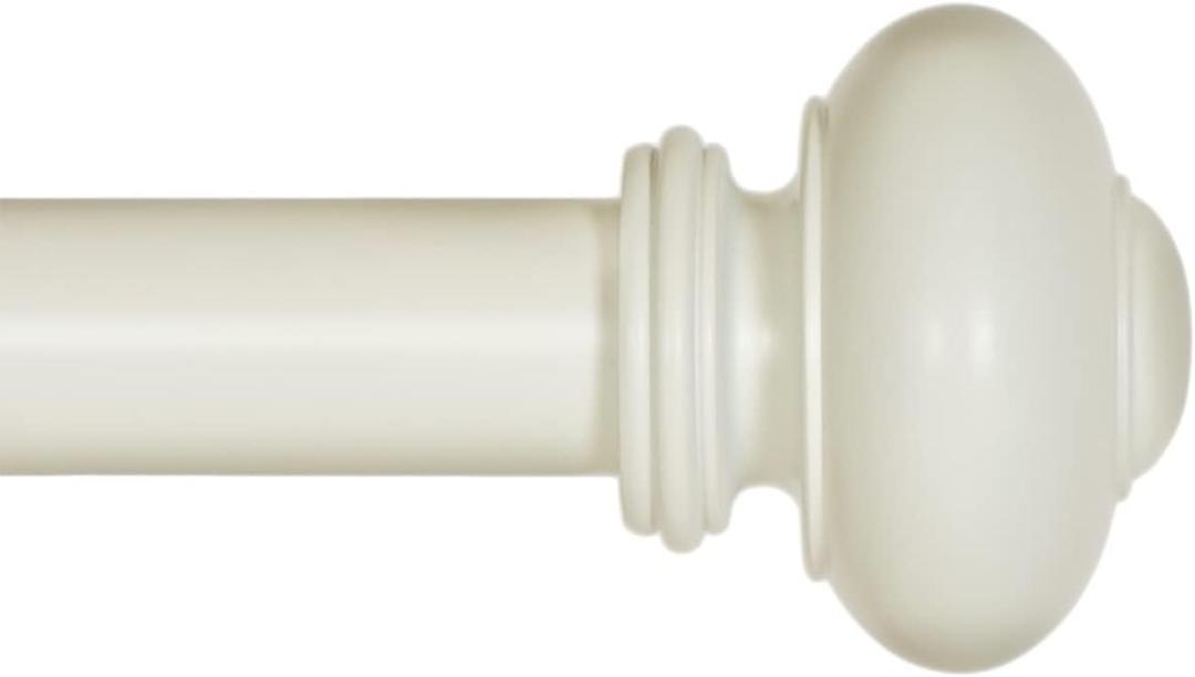 Ivilon Drapery Window Curtain Rod - Knob Design, 1 Inch Rod, 72 to 144 Inch. Ivory/White